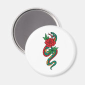 赤いロ包まれたスのまわりにの入れ墨アートのヘビ マグネット (正面/裏面)