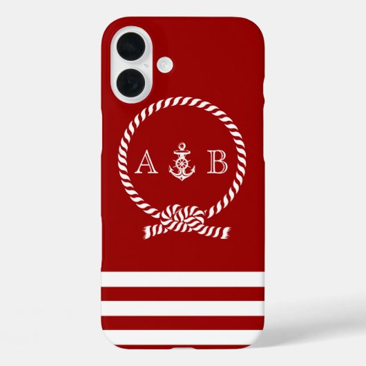 赤いロ航海のープといかりモノグラムの Case-Mate iPhoneケース (裏面)