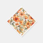 赤いワイルドフラワーウォーターカラーアート スタンダードカクテルナプキン (角)