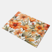 赤いワイルドフラワーウォーターカラーアート ドアマット (アングル)