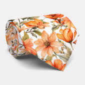 赤いワイルドフラワーウォーターカラーアート ネクタイ (ロール)