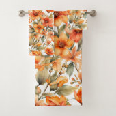 赤いワイルドフラワーウォーターカラーアート バスタオルセット (インサイチュ)