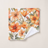 赤いワイルドフラワーウォーターカラーアート バスタオルセット (ウォッシュタオル)