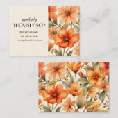 赤いワイルドフラワーウォーターカラーアート 名刺 (正面/裏面)