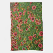 赤いワイルドフラワーキッチンタオル赤い花 キッチンタオル (縦)