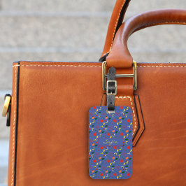 赤いワイルドフラワーズブルーパターンラゲッジタグ ラゲッジタグ