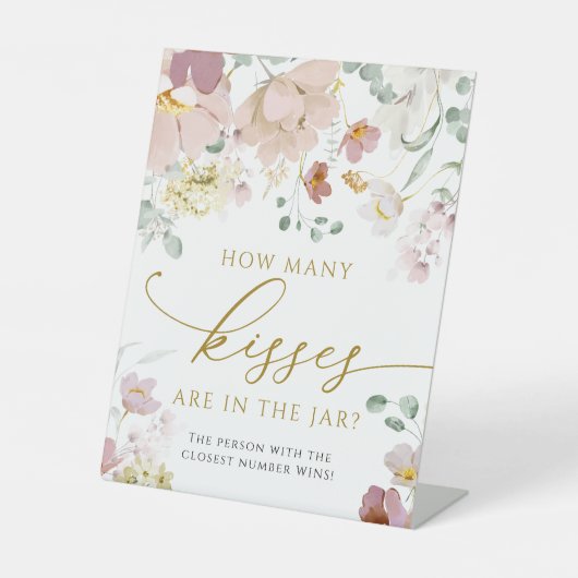 赤いワイルドフラワー瓶の中にキスが何本あるか 台座サイン (正面)