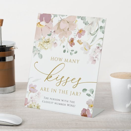 赤いワイルドフラワー瓶の中にキスが何本あるか 台座サイン (インサイチュ)