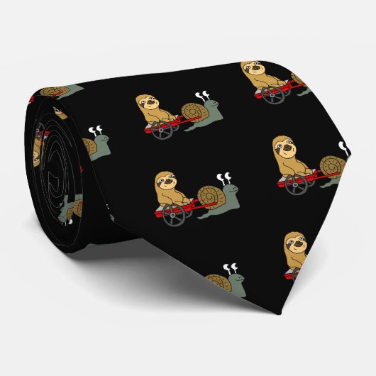 赤いワゴンの怠惰を引っ張っているかわいいかたつむり ネクタイ (ロール)