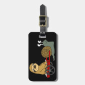 赤いワゴンの怠惰を引っ張っているかわいいかたつむり ラゲッジタグ (正面縦)