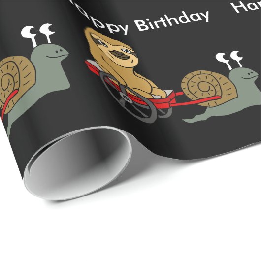 赤いワゴンの怠惰を引っ張っているかわいいかたつむり ラッピングペーパー (ロールコーナー)