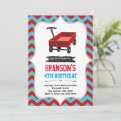 赤いワゴンの誕生日パーティーの招待状 招待状 (スタンド正面)