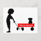 赤いワゴンを引っ張る子の新しい住所 案内ポストカード (正面)
