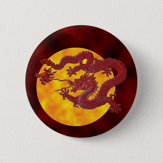 赤いワックスのドラゴン 缶バッジ (正面)