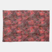 赤いワックスを塗った質感の僅かなレリーフ、 浮き彫り キッチンタオル (横)