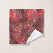 赤いワックスを塗った質感の僅かなレリーフ、 浮き彫り バスタオルセット (ウォッシュタオル)