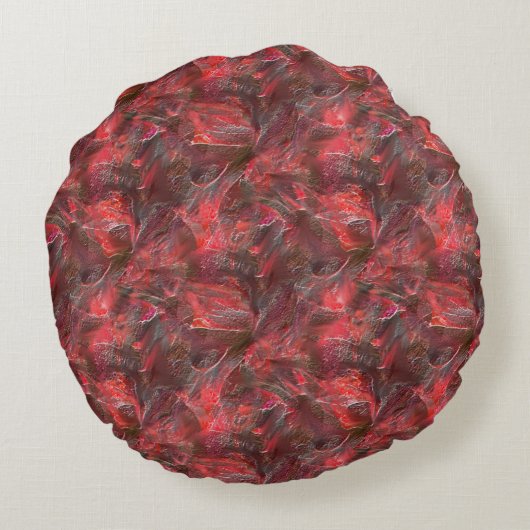 赤いワックスを塗った質感の僅かなレリーフ、 浮き彫り ラウンドクッション (裏面)