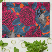 赤いワラタと妖精のレンチ キッチンタオル (折り畳み)