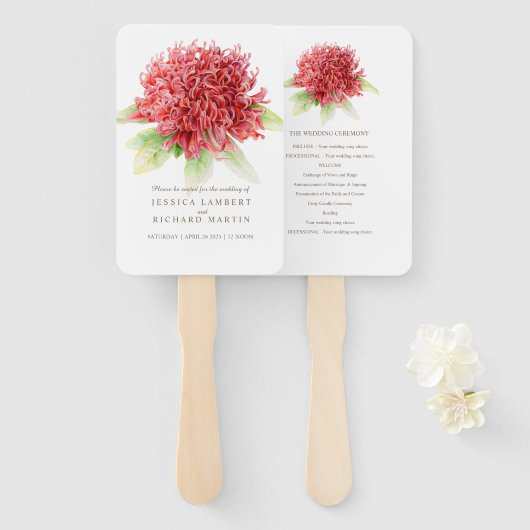 赤いワラタの結婚式のプログラムファン ハンドファン (正面&裏面)