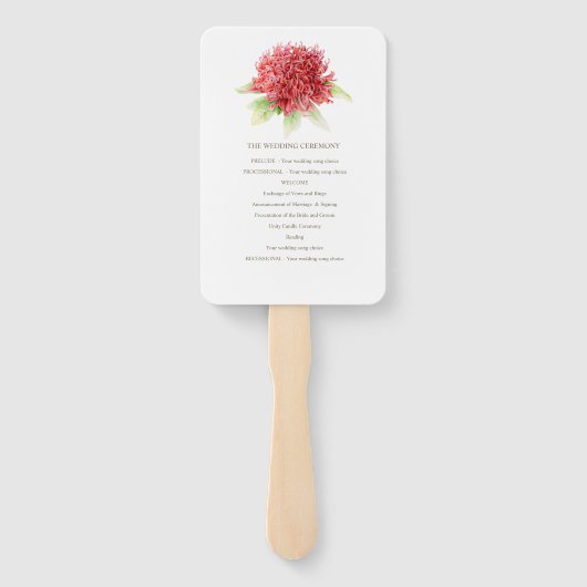 赤いワラタの結婚式のプログラムファン ハンドファン (裏面)