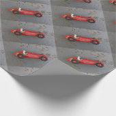 赤いヴィンテージのおもちゃ車 ラッピングペーパー (角)