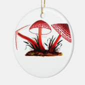 赤いヴィンテージのきのこ セラミックオーナメント (左)