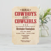 赤いヴィンテージのカウボーイの誕生日の招待状 招待状 (スタンド正面)