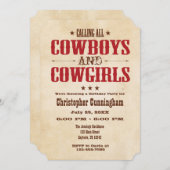 赤いヴィンテージのカウボーイの誕生日の招待状 招待状 (正面/裏面)