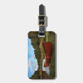 赤いヴィンテージのカヌー ラゲッジタグ (正面縦)