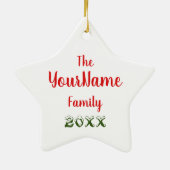 赤いヴィンテージのフェルトによって手作りされる子猫のクリスマスの星 セラミックオーナメント (裏面)