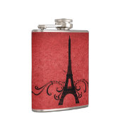 赤いヴィンテージのフランスの花飾り フラスク (右)