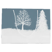 赤いヴィンテージのレトロのトラックおよびクリスマスツリー ラージペーパーバッグ (裏面)