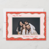 赤いヴィンテージの手描きフレーム写真 お正月 シーズンカード (正面)