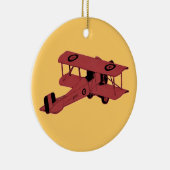 赤いヴィンテージの複葉機のオーナメント セラミックオーナメント (右)