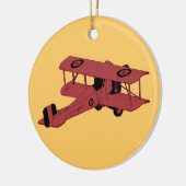 赤いヴィンテージの複葉機のオーナメント セラミックオーナメント (左)