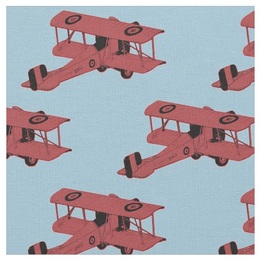 赤いヴィンテージの複葉機 ファブリック (クローズアップ)