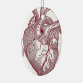 赤いヴィンテージの解剖ハート セラミックオーナメント (右)