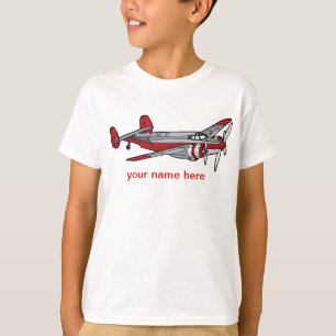 赤いヴィンテージの飛行機の子供の基本的なワイシャツ Tシャツ