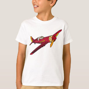 赤いヴィンテージの飛行機の子供のTシャツ Tシャツ