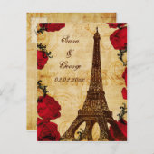 赤いヴィンテージエッフェル塔パリの日付を保存 案内ポストカード (正面/裏面)
