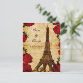 赤いヴィンテージエッフェル塔パリの日付を保存 案内ポストカード (スタンド正面)