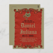 赤いヴィンテージゴシックのスケルトン鍵保存日 ポストカード (正面/裏面)