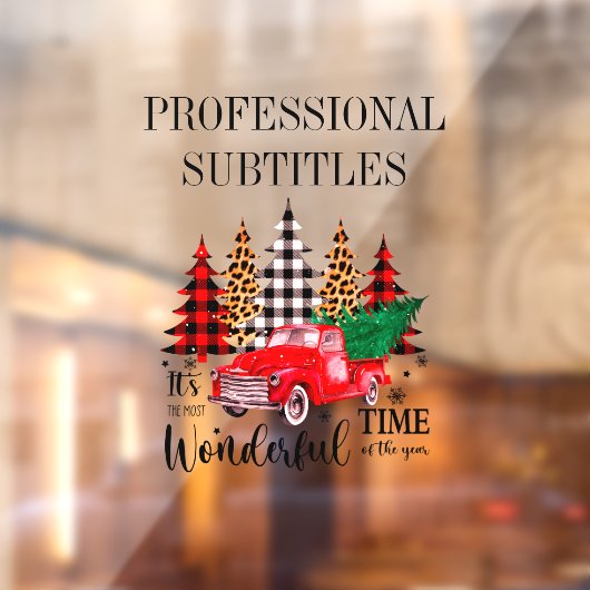 赤いヴィンテージトラッククリスマスツリーの窓にしがみつく ウィンドウサイン (シート2)