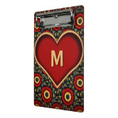 赤いヴィンテージハートモノグラムミニクリップボード ミニクリップボード (アングル2)