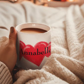 赤いヴィンテージハート名2トーンコーヒーマグ ツートーンマグカップ