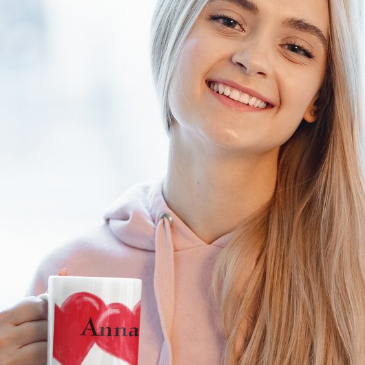 赤いヴィンテージハート名2トーンコーヒーマグ ツートーンマグカップ