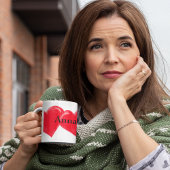 赤いヴィンテージハート名2トーンコーヒーマグ ツートーンマグカップ