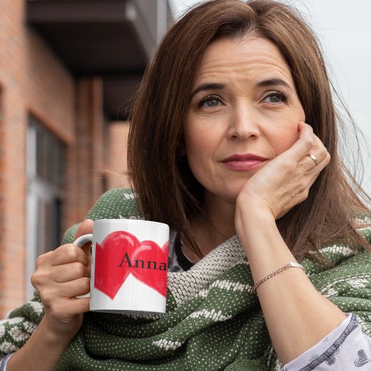 赤いヴィンテージハート名2トーンコーヒーマグ ツートーンマグカップ