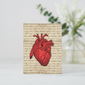 赤いヴィンテージハート ポストカード (スタンド正面)