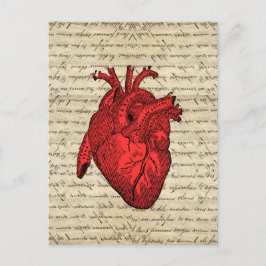 赤いヴィンテージハート ポストカード